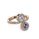 3 - Kevia Iolite and Diamond with Side Diamonds Bypass Ring 