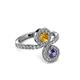 3 - Kevia Iolite and Citrine with Side Diamonds Bypass Ring 