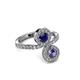 3 - Kevia Iolite and Blue Sapphire with Side Diamonds Bypass Ring 