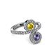 3 - Kevia Iolite and Yellow Sapphire with Side Diamonds Bypass Ring 