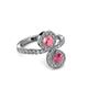 3 - Kevia Rhodolite Garnet and Pink Tourmaline with Side Diamonds Bypass Ring 