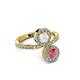 3 - Kevia Rhodolite Garnet and White Sapphire with Side Diamonds Bypass Ring 