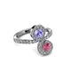 3 - Kevia Rhodolite Garnet and Tanzanite with Side Diamonds Bypass Ring 