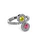 3 - Kevia Rhodolite Garnet and Yellow Diamond with Side Diamonds Bypass Ring 