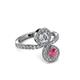 3 - Kevia Rhodolite Garnet and Diamond with Side Diamonds Bypass Ring 