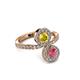 3 - Kevia Rhodolite Garnet and Yellow Sapphire with Side Diamonds Bypass Ring 