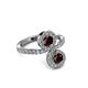 3 - Kevia Red Garnet with Side Diamonds Bypass Ring 