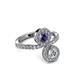 3 - Kevia Diamond and Iolite with Side Diamonds Bypass Ring 