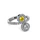 3 - Kevia Diamond and Yellow Sapphire with Side Diamonds Bypass Ring 