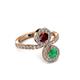 3 - Kevia Emerald and Ruby with Side Diamonds Bypass Ring 