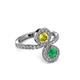 3 - Kevia Emerald and Yellow Diamond with Side Diamonds Bypass Ring 