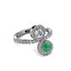 3 - Kevia Emerald and Diamond with Side Diamonds Bypass Ring 