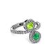 3 - Kevia Emerald and Peridot with Side Diamonds Bypass Ring 