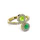 3 - Kevia Emerald and Peridot with Side Diamonds Bypass Ring 