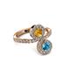 3 - Kevia London Blue Topaz and Citrine with Side Diamonds Bypass Ring 