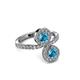 3 - Kevia London Blue Topaz with Side Diamonds Bypass Ring 
