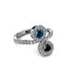 3 - Kevia Black and Blue Diamond with Side Diamonds Bypass Ring 