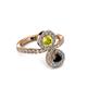 3 - Kevia Black and Yellow Diamond with Side Diamonds Bypass Ring 