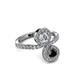 3 - Kevia Black and White Diamond with Side Diamonds Bypass Ring 