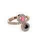 3 - Kevia Black Diamond and Pink Tourmaline with Side Diamonds Bypass Ring 