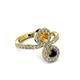 3 - Kevia Black Diamond and Citrine with Side Diamonds Bypass Ring 