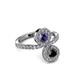 3 - Kevia Black Diamond and Iolite with Side Diamonds Bypass Ring 