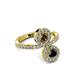 3 - Kevia Black Diamond and Smoky Quartz with Side Diamonds Bypass Ring 