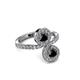3 - Kevia Black Diamond with Side White Diamonds Bypass Ring 