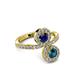 3 - Kevia Blue Diamond and Blue Sapphire with Side Diamonds Bypass Ring 