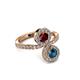3 - Kevia Blue Diamond and Ruby with Side Diamonds Bypass Ring 