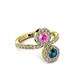 3 - Kevia Blue Diamond and Pink Sapphire with Side Diamonds Bypass Ring 