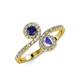 4 - Kevia Blue Sapphire and Tanzanite with Side Diamonds Bypass Ring 