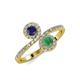 4 - Kevia Blue Sapphire and Emerald with Side Diamonds Bypass Ring 