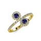 4 - Kevia Blue Sapphire with Side Diamonds Bypass Ring 