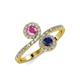 4 - Kevia Pink and Blue Sapphire with Side Diamonds Bypass Ring 