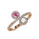 4 - Kevia Pink and White Sapphire with Side Diamonds Bypass Ring 