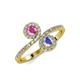 4 - Kevia Pink Sapphire and Tanzanite with Side Diamonds Bypass Ring 