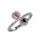4 - Kevia Pink Sapphire and Black Diamond with Side Diamonds Bypass Ring 