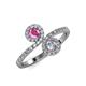 4 - Kevia Pink Sapphire and Diamond with Side Diamonds Bypass Ring 