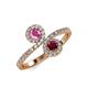 4 - Kevia Pink Sapphire and Ruby with Side Diamonds Bypass Ring 