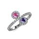4 - Kevia Pink Sapphire and Iolite with Side Diamonds Bypass Ring 