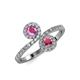 4 - Kevia Pink Sapphire and Rhodolite Garnet with Side Diamonds Bypass Ring 