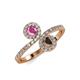 4 - Kevia Pink Sapphire and Smoky Quartz with Side Diamonds Bypass Ring 