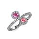 4 - Kevia Pink Sapphire and Pink Tourmaline with Side Diamonds Bypass Ring 