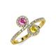 4 - Kevia Pink and Yellow Sapphire with Side Diamonds Bypass Ring 