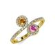 4 - Kevia Citrine and Pink Sapphire with Side Diamonds Bypass Ring 