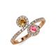 4 - Kevia Citrine and Pink Tourmaline with Side Diamonds Bypass Ring 