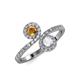 4 - Kevia Citrine and White Sapphire with Side Diamonds Bypass Ring 