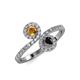 4 - Kevia Citrine and Black Diamond with Side Diamonds Bypass Ring 