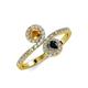 4 - Kevia Citrine and Black Diamond with Side Diamonds Bypass Ring 